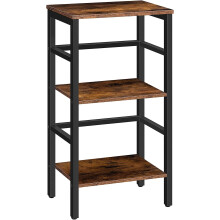 3-Tier Narrow Wooden Bookshelf Rustic Brown