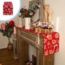 Hearts Pattern Table Runner Red Valentine Wedding Decoration
