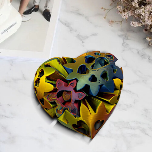 Gear Ball Fidget Toy 3D Printed Heart Design