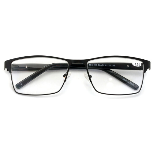 Men's Premium Rectangle Reading Glasses Metal Frame with 1