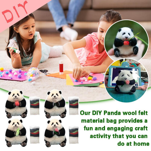 Panda toy felting wool kit handmade 1