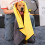 Dog Bath Towel Microfiber Absorbent Yellow Grey 1