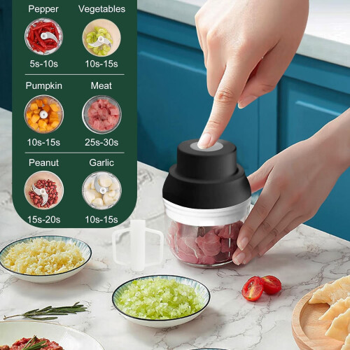 Garlic Chopper Electric 250ml 2-in-1 Mini Food Processor 1