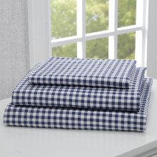 Delta Children 3-Piece Twin Sheet Set - Includes 1 Flat Sheet, 1 Fitted Sheet & 1 Pillowcase, Navy Gingham