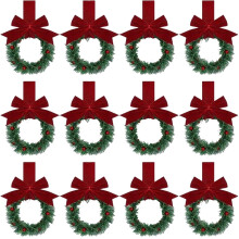 Christmas kitchen cabinet wreaths with ribbon 12 pcs