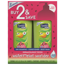 Suave Kids Shampoo, Balsamo e Gel Doccia 3 In 1 Melone Pazzo, 18 Oz 2 Confezioni