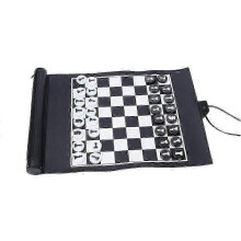 Juego de ajedrez portátil de viaje, juego de mesa enrollable de cuero sintético para niños y adultos.