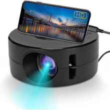Mini proyector LED, proyector de películas portátil para regalo de niños, proyector inteligente con la misma pantalla para pantallas pe