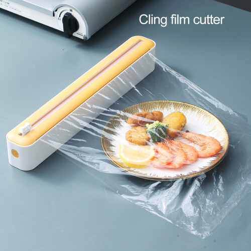 Plastic Wrap Dispenser with Slide Cutter and Magnetic Back