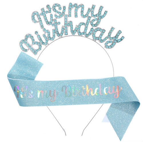 Washranp birthday crown and sash set 2 pcs