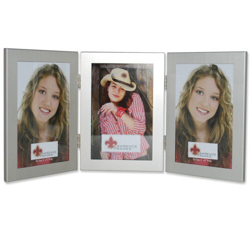 Lawrence Frames brushed silver 4x6 triple hinged metal frame