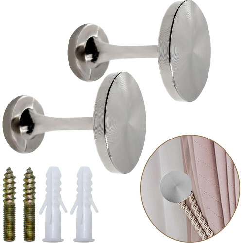 Curtain Tiebacks Zinc Alloy Wall-Mounted 2 Pack Silver