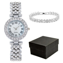 Warkul Women's Watch Bracelet Set Rhinestone Quartz 3 Pcs