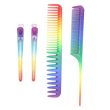 Juego de peines y pinzas para peinar el cabello, peines de fibra para peluquería, peines de cola de rata, pinzas de pico de pato.