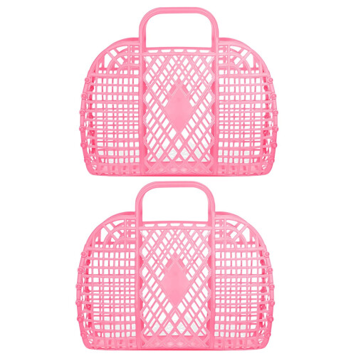 Warkul storage basket with handle, hollow design, 2 pcs