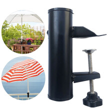 Metal Umbrella Stand Clamp for Balcony Deck Pool Black