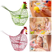 Iron Wire Chicken-Shaped Egg Basket for Kitchen Storage