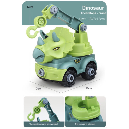 TITOUMI Dinosaur Engineering Car Toy Set, 2-in-1 1