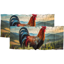 Farmhouse chicken valance green rooster print 54x18 inch (2