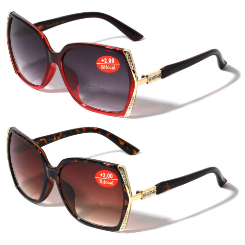 Women's bifocal oversized reading sunglasses UV400 +1.75 2