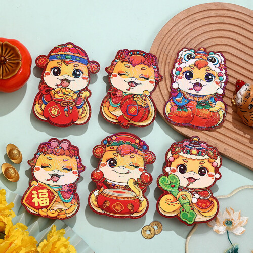 Red Envelopes Chinese New Year Snake Theme 6 Pcs