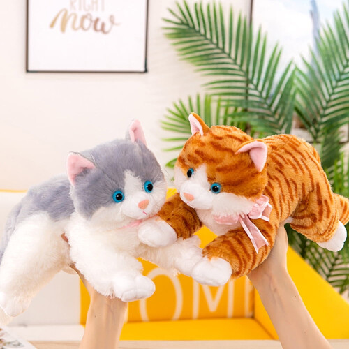White Cat Stuffed Animal Soft Realistic Kitten 15 Inch 2