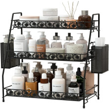 Bathroom counter organizer 3-tier with 2 metal baskets