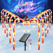 Solar Candy Cane Lights Outdoor Pathway Decor 12 Pack