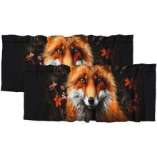 Fox Kitchen Valance Forest Fox Print Orange Maple Leaf