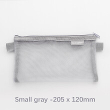 Nylon Mesh Pen Pouch Gray Clear Zipper