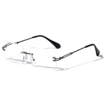 Men's modern rimless eyeglasses with blue light and UV