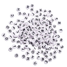 Acrylic alphabet beads round 4x7mm black white 600 pcs