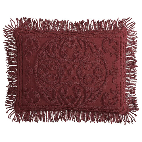 TiaGOC Burgundy Chenille Bedspread with Standard Sham