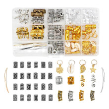 Viking beard beads necklace hollow tube mix color