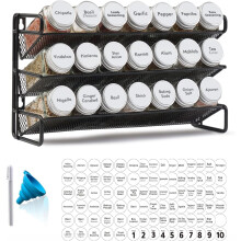 Spice Rack Organizer Black 36-Jar with Labels and