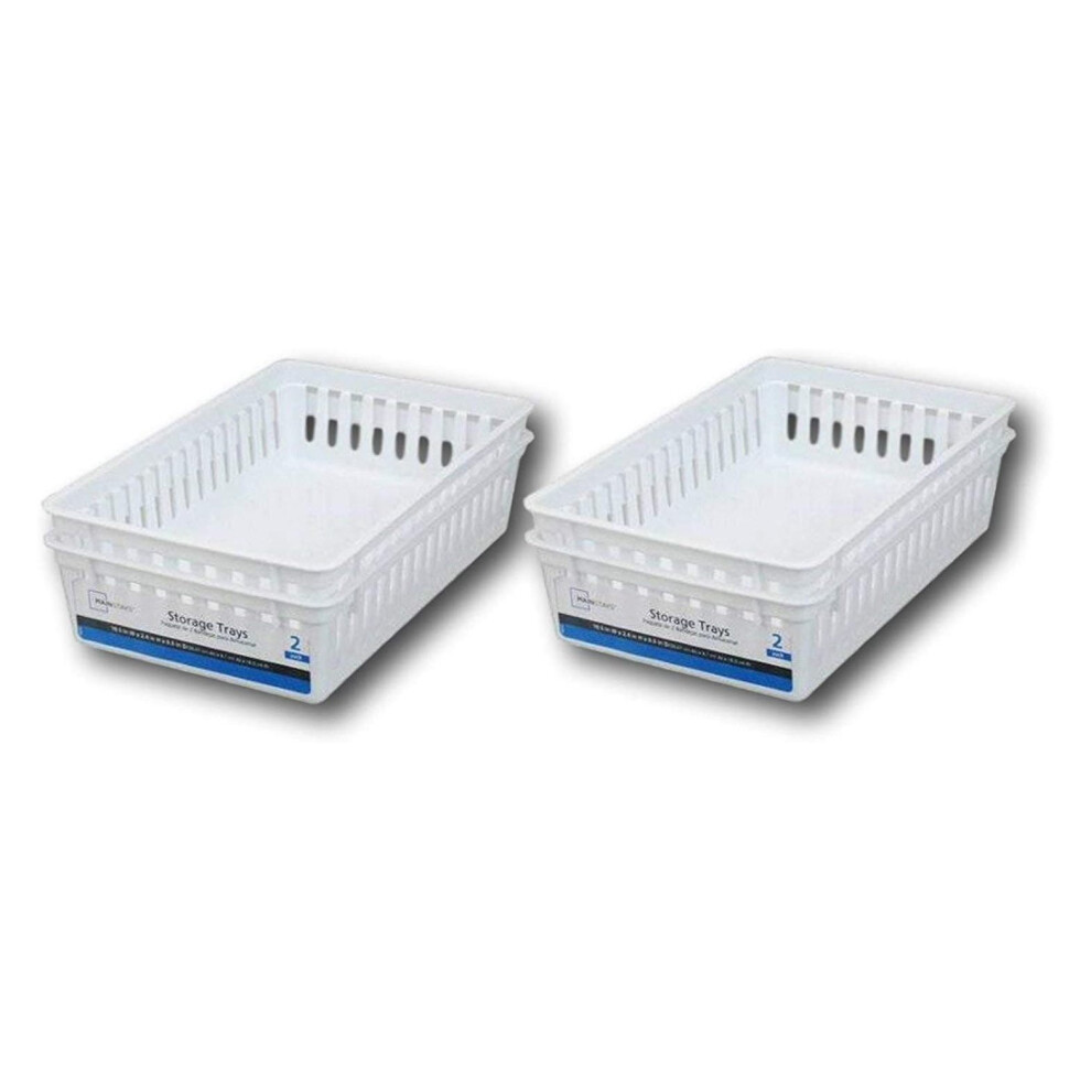 Plastic Rectangular Storage Trays 4-Pack