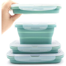 Silicone Collapsible Bento Box Set 3 Pieces Blue