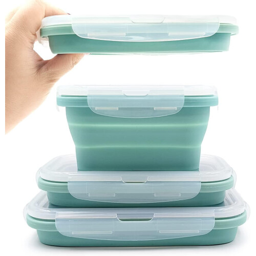 Silicone Collapsible Bento Box Set 3 Pieces Blue