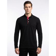 Polo Manches Longues Homme Noir 100% Coton Taille S - Longsleeve Coupe Regular Fit Élégant et Confortable Style