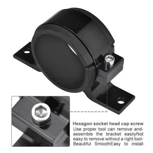 2X Black 60mm Fuel Pump Single Mount Bracket Fuel Filter External Bracket Clamp Cradle for 044 2