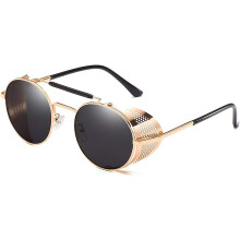 Steampunk-tyyliset pyöreät vintage-aurinkolasit retro-silmälasit UV400-suoja miehille ja naisille