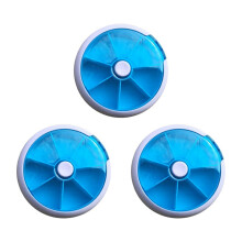 Pill Box Round 7-Day Rotary Dispenser Blue