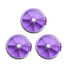 Pill Box Round 7-Day Rotary Dispenser Purple
