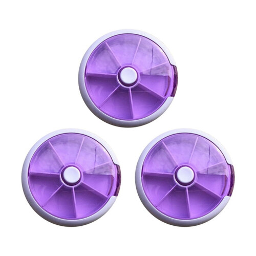 Pill Box Round 7-Day Rotary Dispenser Purple