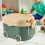 Cartoon Rolling Storage Box with Lid and Handles, Green 7
