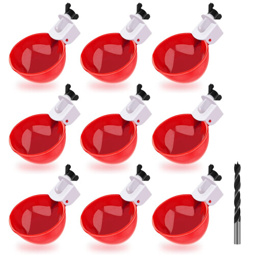 Washranp Chicken Water Cups Red Large 9Pcs 1