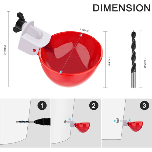 Washranp Chicken Water Cups Red Large 9Pcs 2