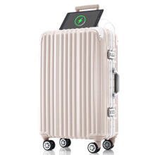 Pink aluminum luggage 20 inches with USB port spinner