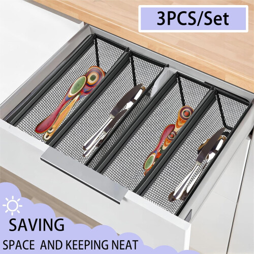 Silverware Drawer Organizer Mesh 3-Pack 9.6x3x2 inch 1