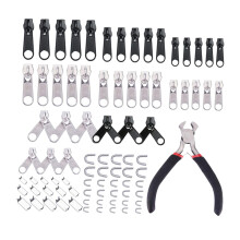 Zipper Repair Kit with Pliers and Black Zipper 85 Pieces